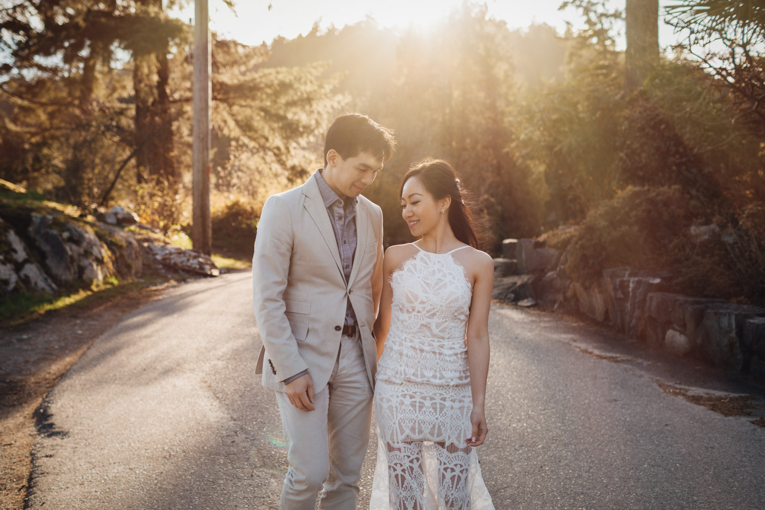 west vancouver engagement photography during sunset by the water