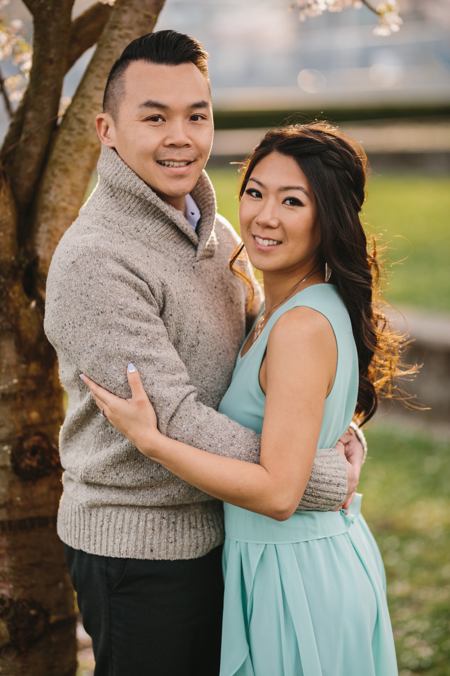 vancouver cherry blossom engagement photography in yaletown david lam park