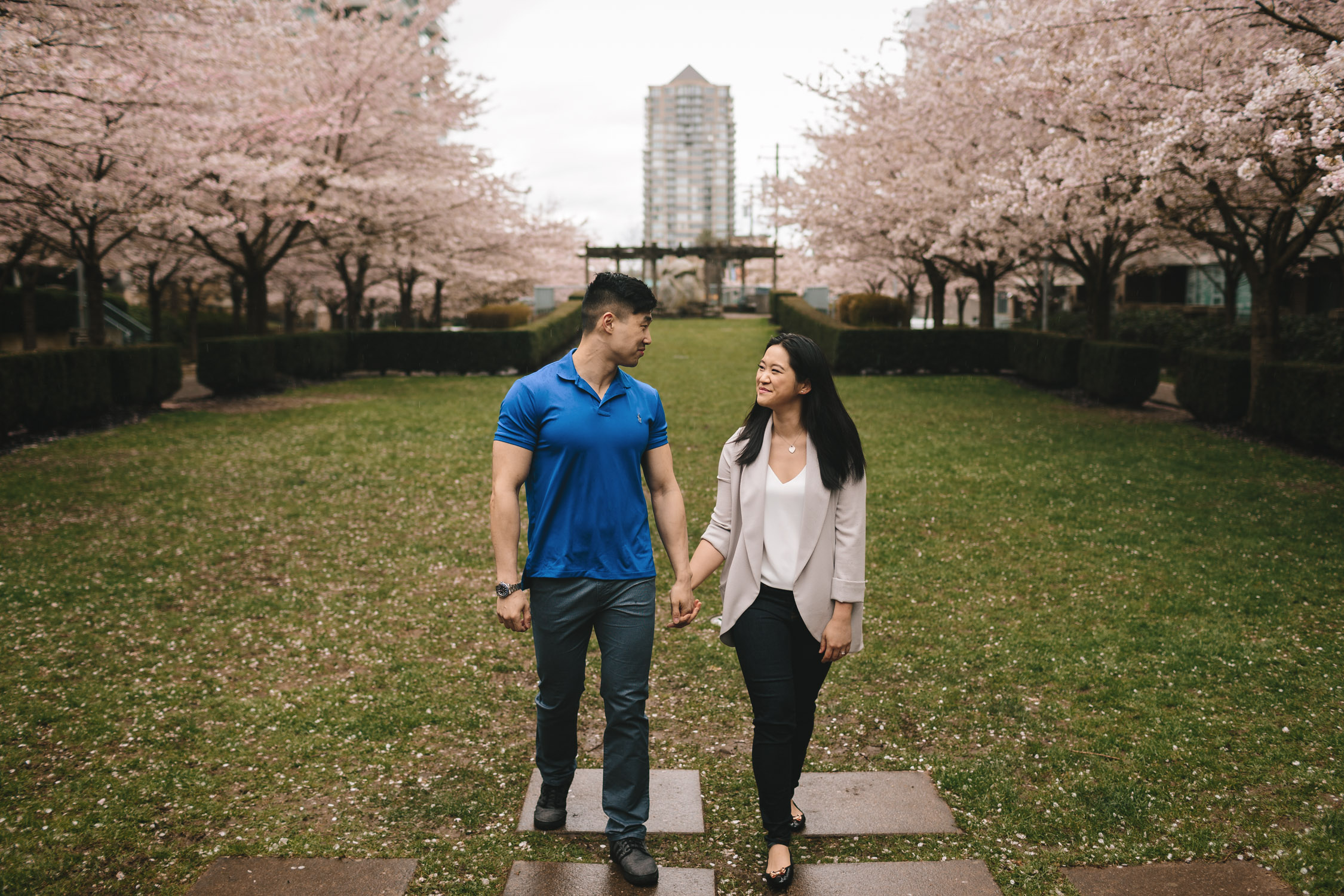 cherry blossom engagement photography north burnaby bc