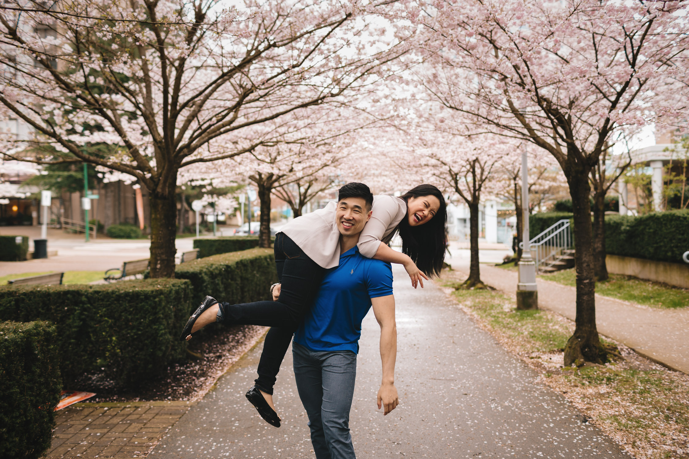 cherry blossom engagement photography north burnaby bc