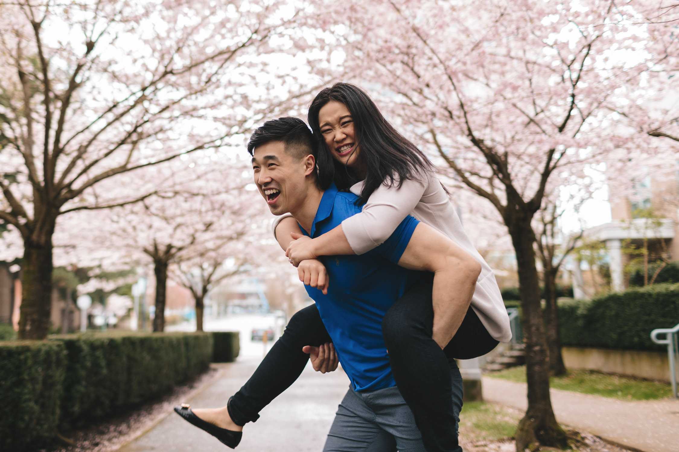 cherry blossom engagement photography north burnaby bc