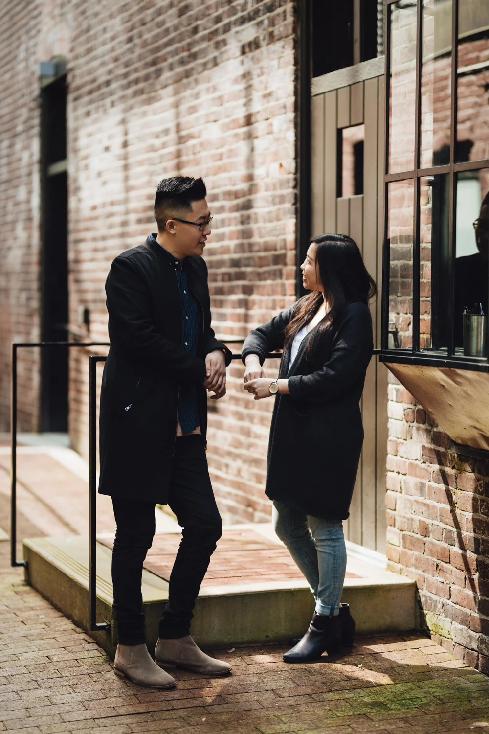 jenny and kevin engagement photography in gastown candid vsco vancouver