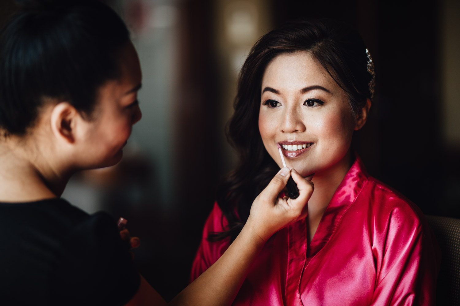 bride getting ready richmond wedding photography river rock casino hotel maggie lin