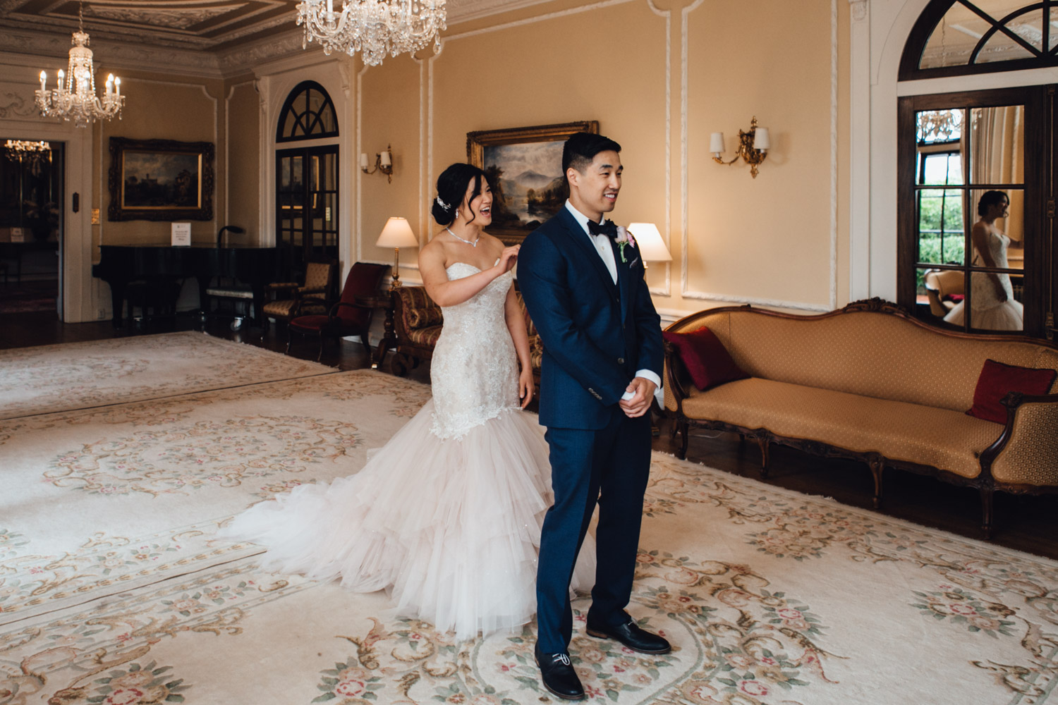 first look hycroft vancouver wedding photography