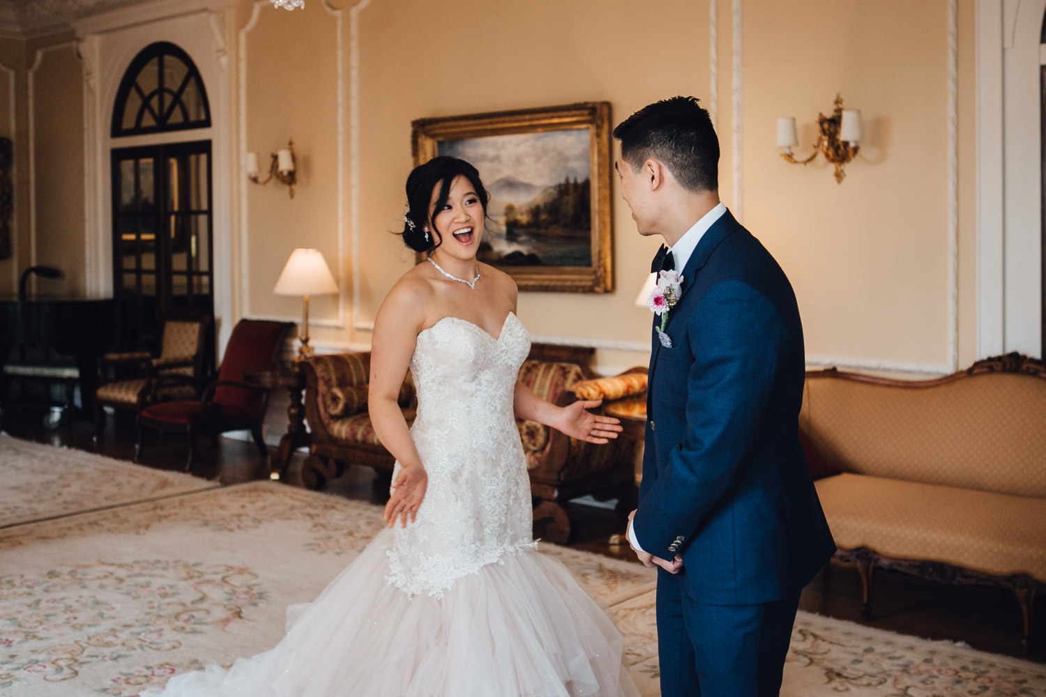first look hycroft vancouver wedding photography