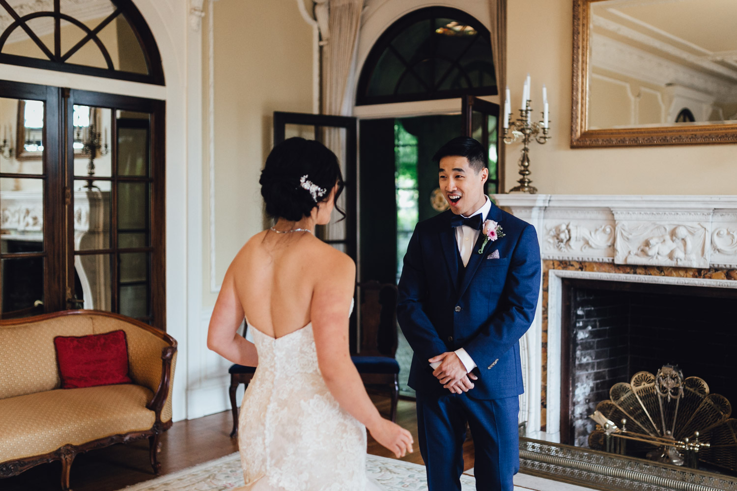 first look hycroft vancouver wedding photography