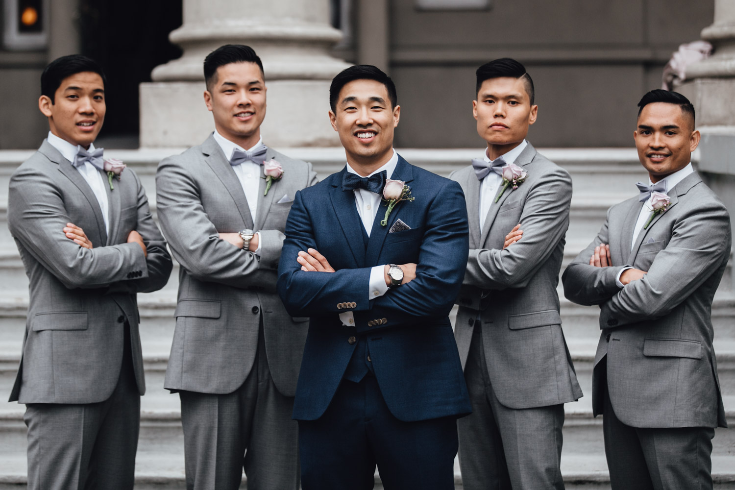 bridal party portrait groomsmen at university women's club of vancouver