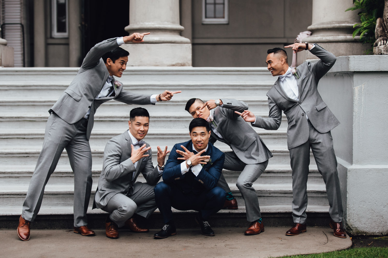bridal party portrait groomsmen at university women's club of vancouver