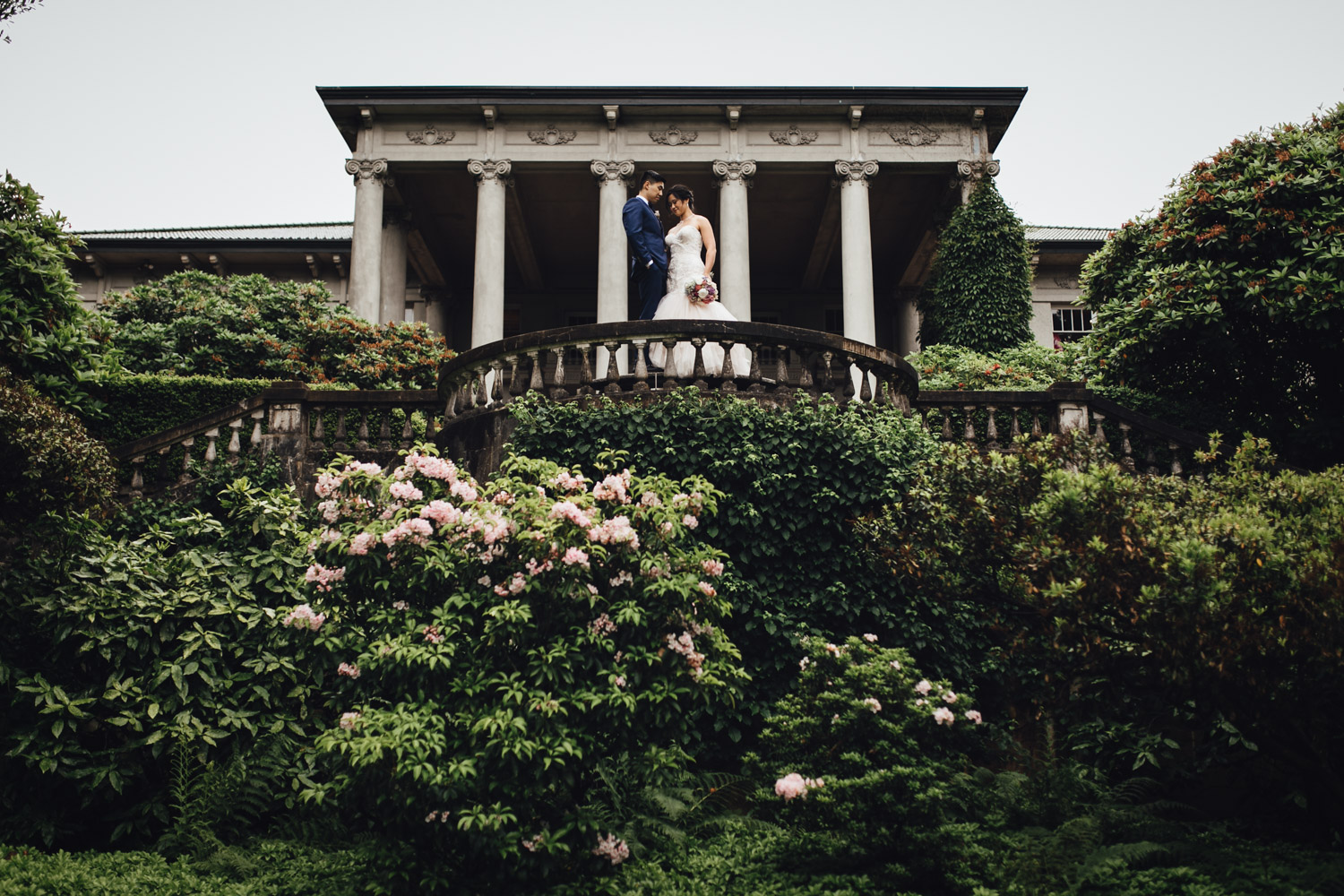 bride and groom portrait at university women's club of vancouver