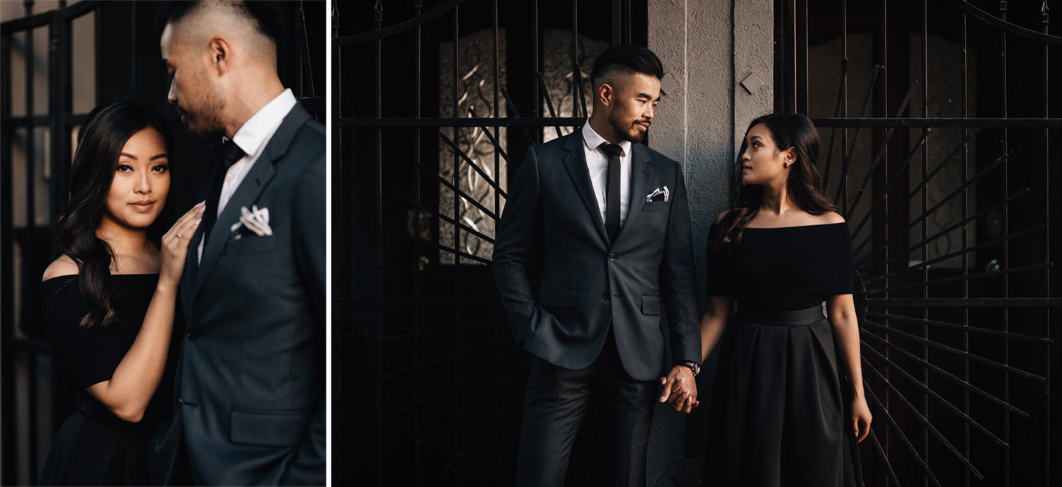 gastown vancouver engagement photography during sunset bc