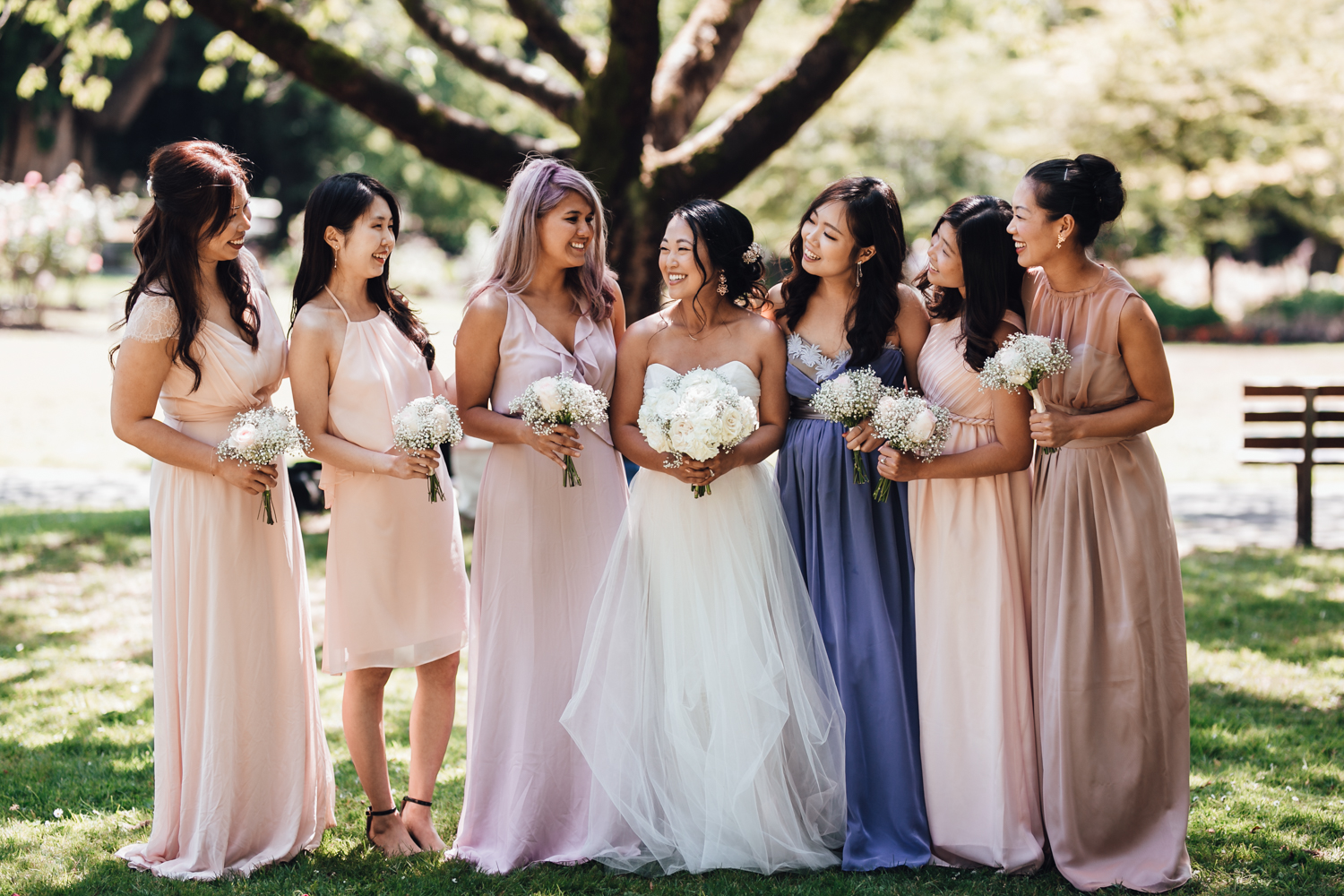 bridal party in rose garden stanley park wedding photography vancouver bc