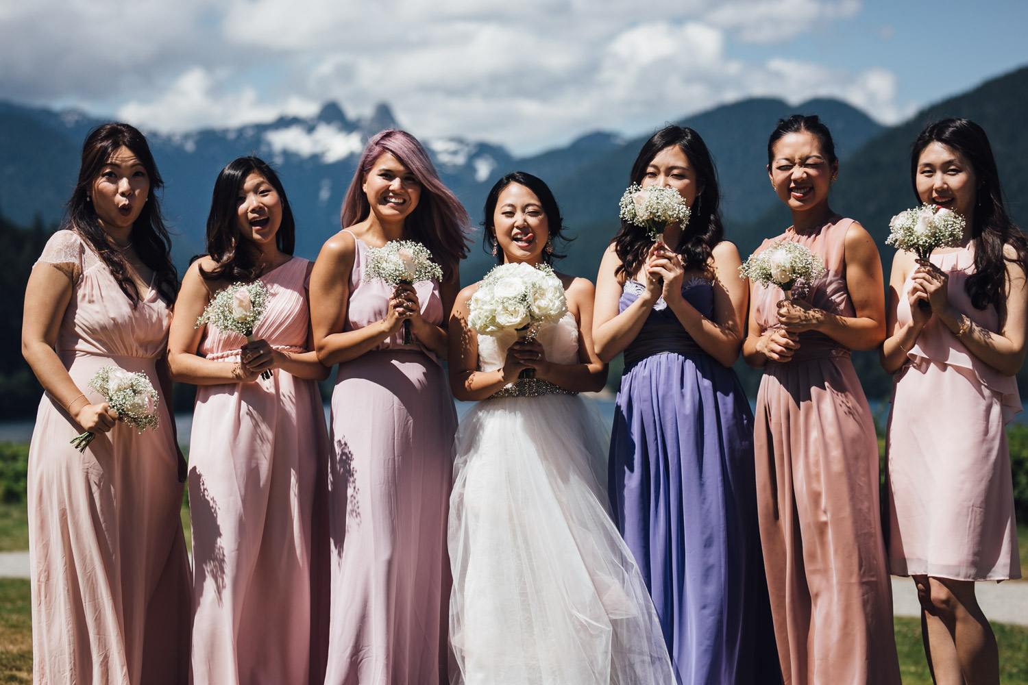 bridal party in rose garden stanley park wedding photography vancouver bc