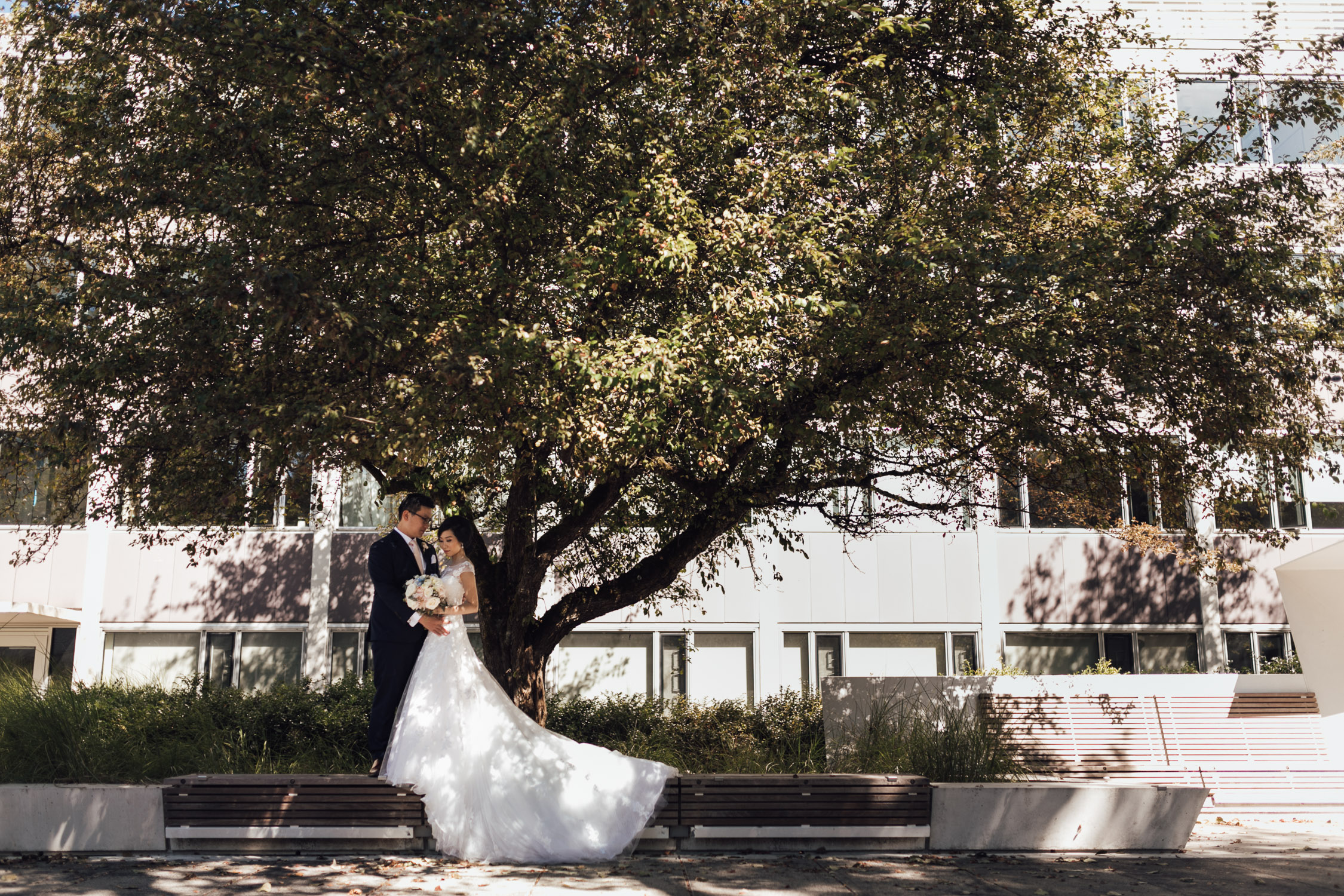 ubc wedding photography portraits of bride and groom during summer