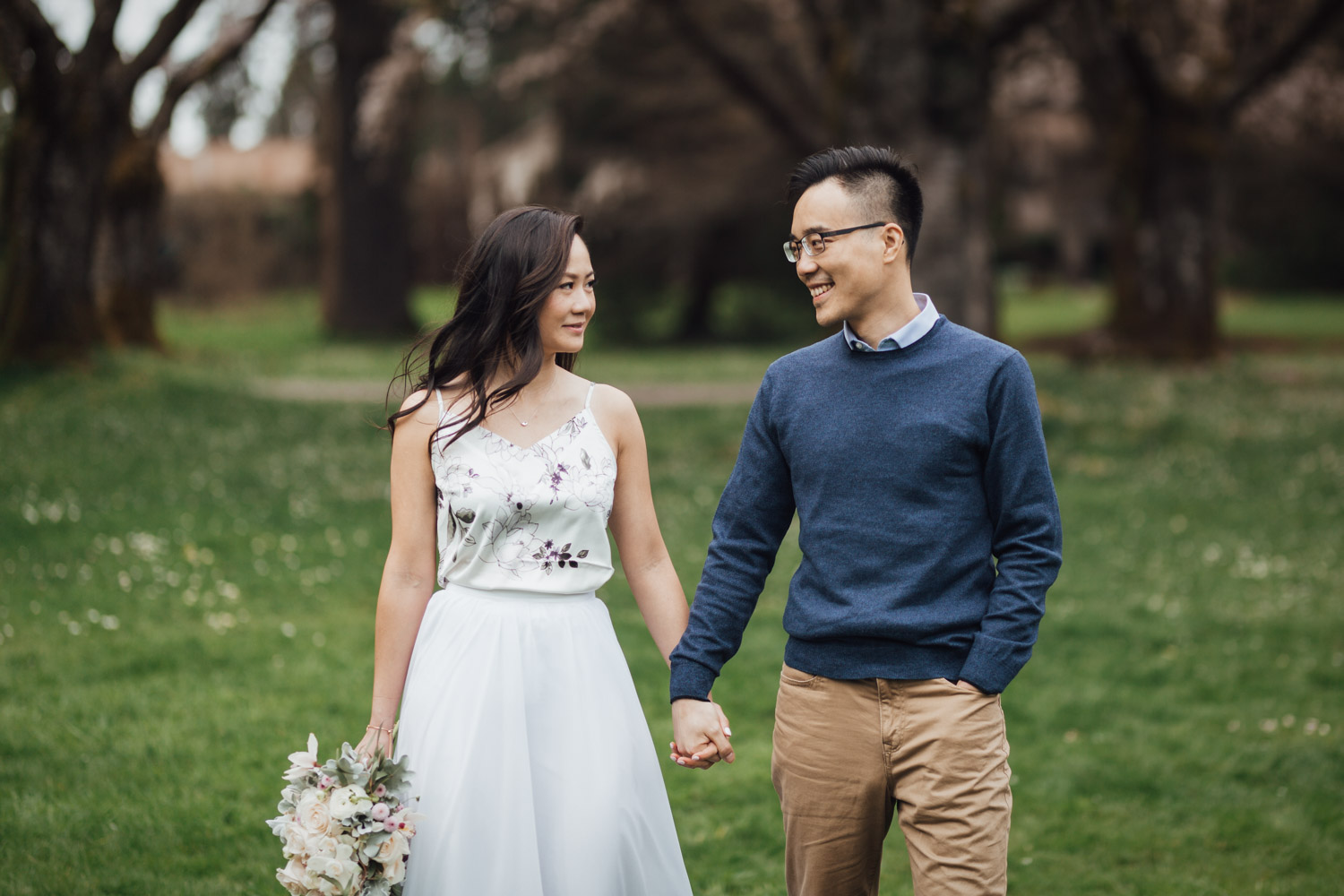 vancouver cherry blossom spring engagement photography