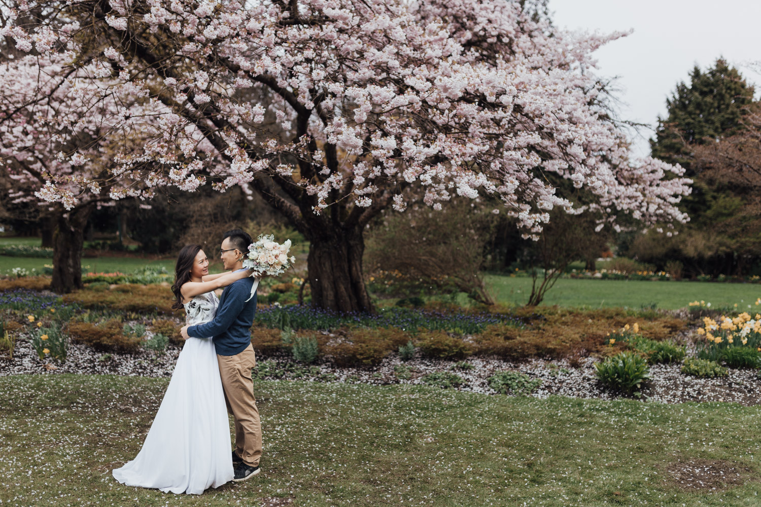 vancouver cherry blossom spring engagement photography