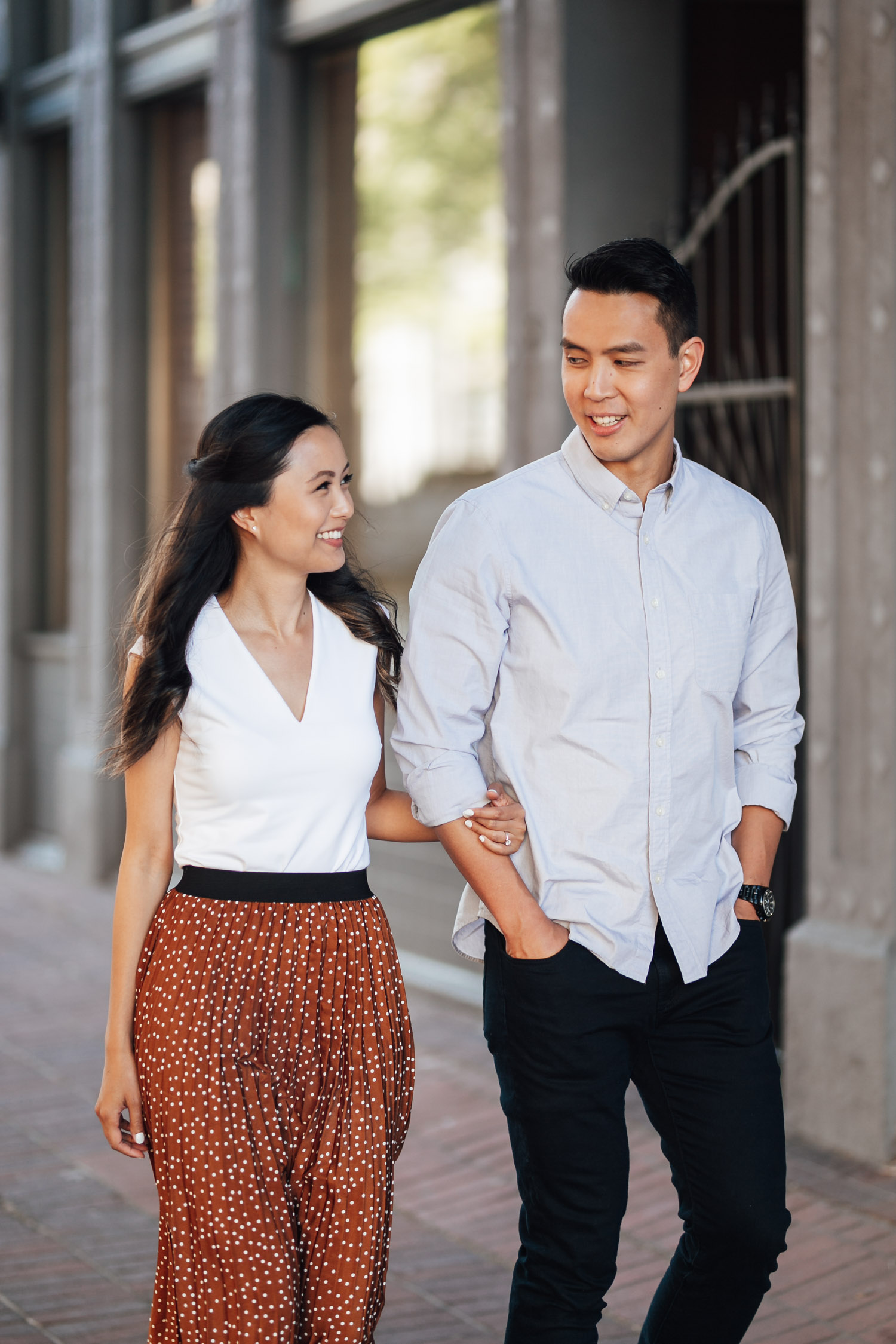 vancouver engagement photography in gastown during sunset vancouver bc