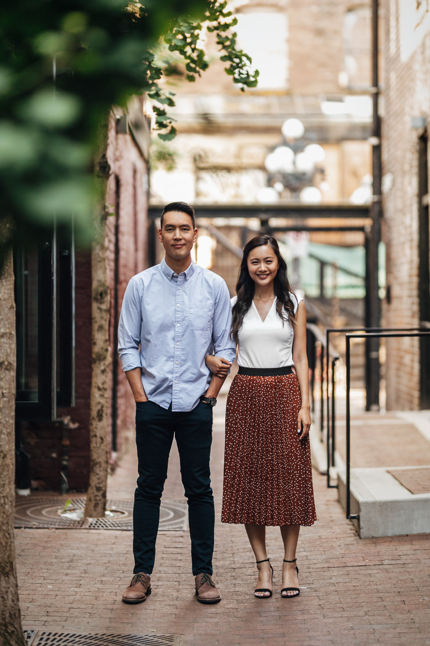 vancouver engagement photography in gastown during sunset vancouver bc