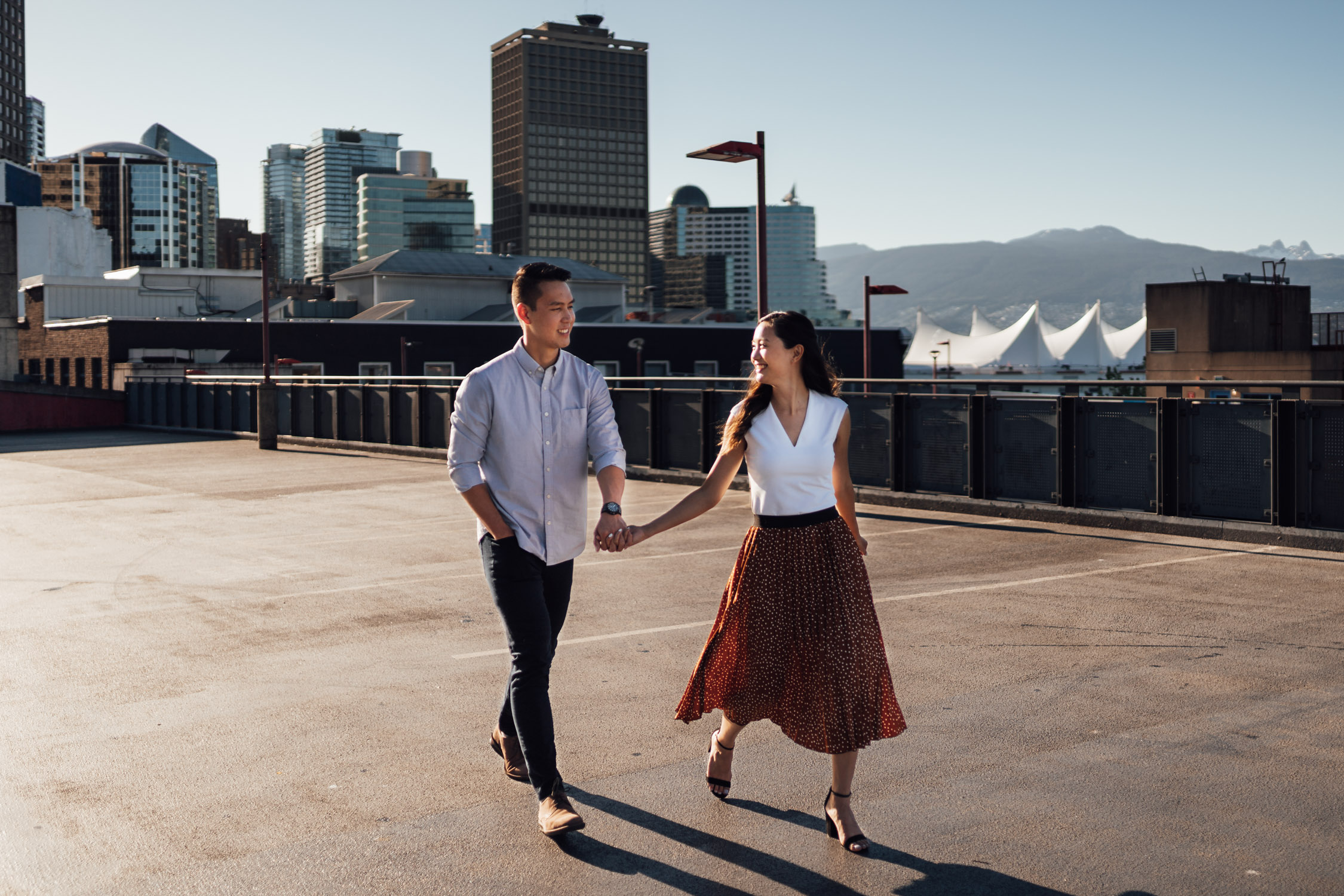 vancouver engagement photography in gastown during sunset vancouver bc