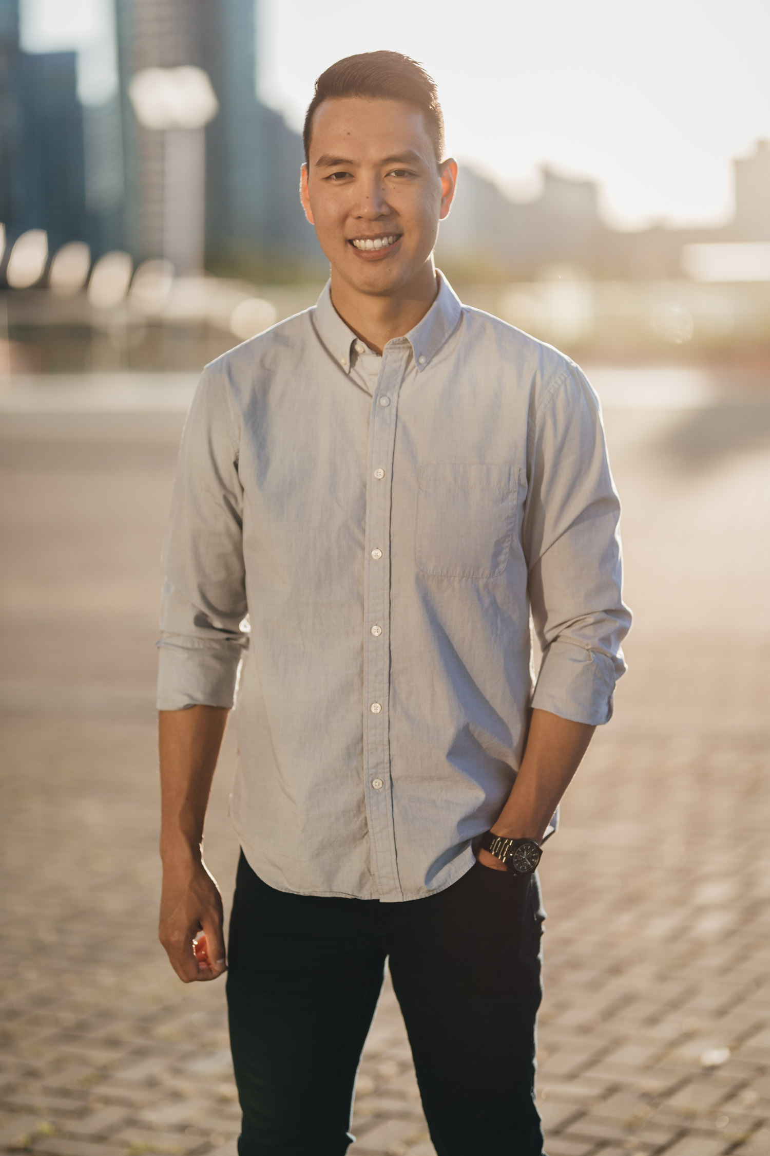 coal harbour engagement photography in vancouver bc during sunset marine building