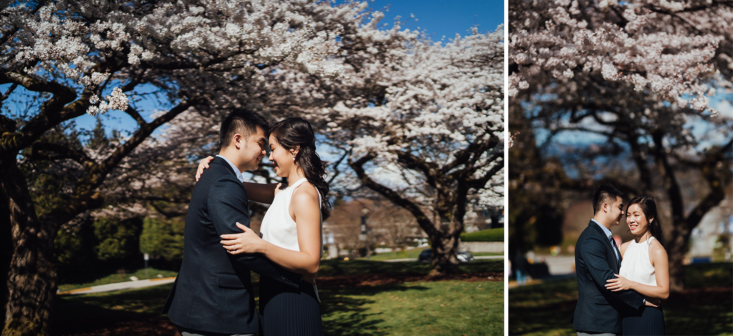UBC Cherry Blossoms engagement photography in Vancouver