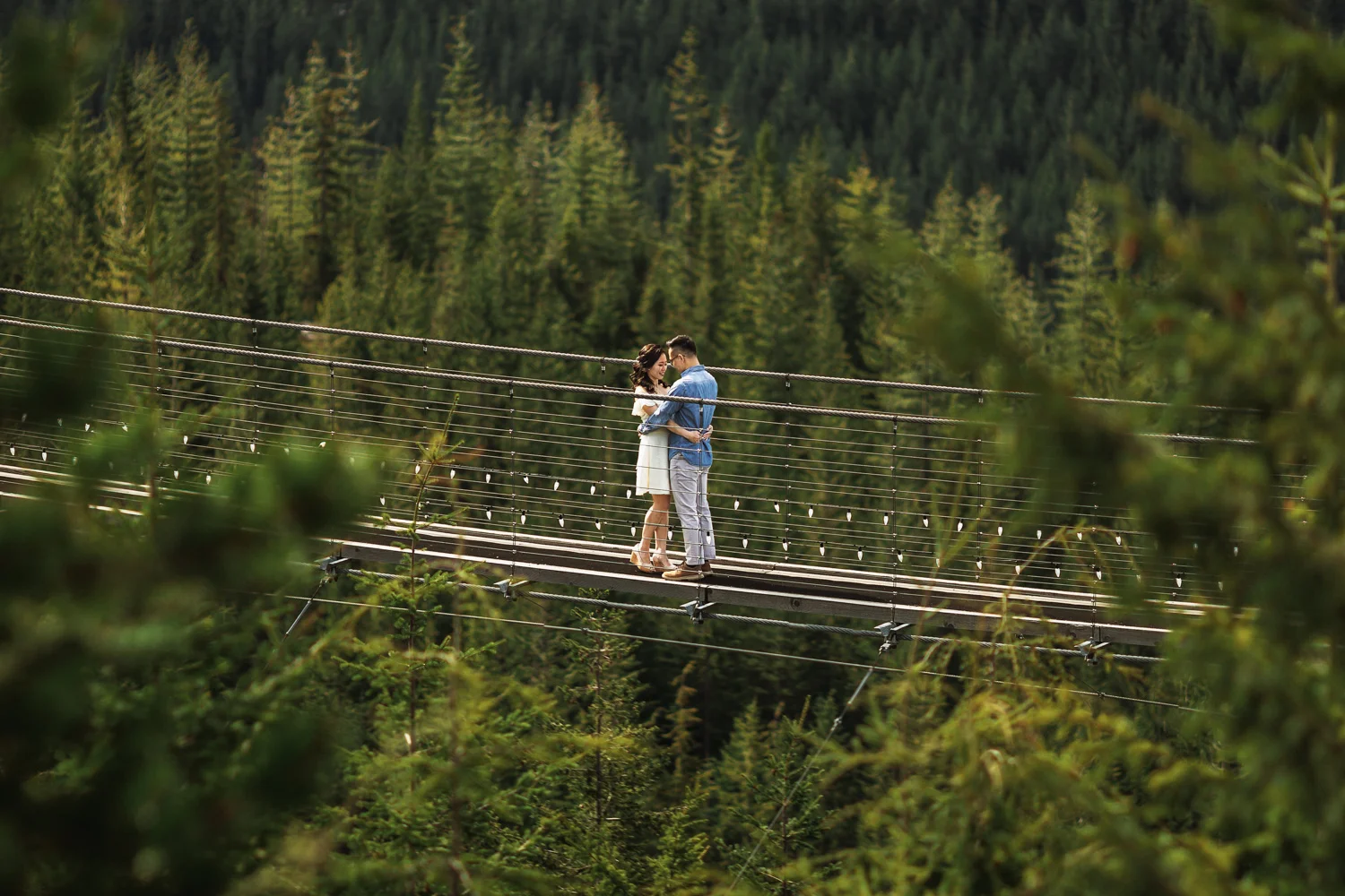 sea to sky gondola engagement photography suspension bridge peak