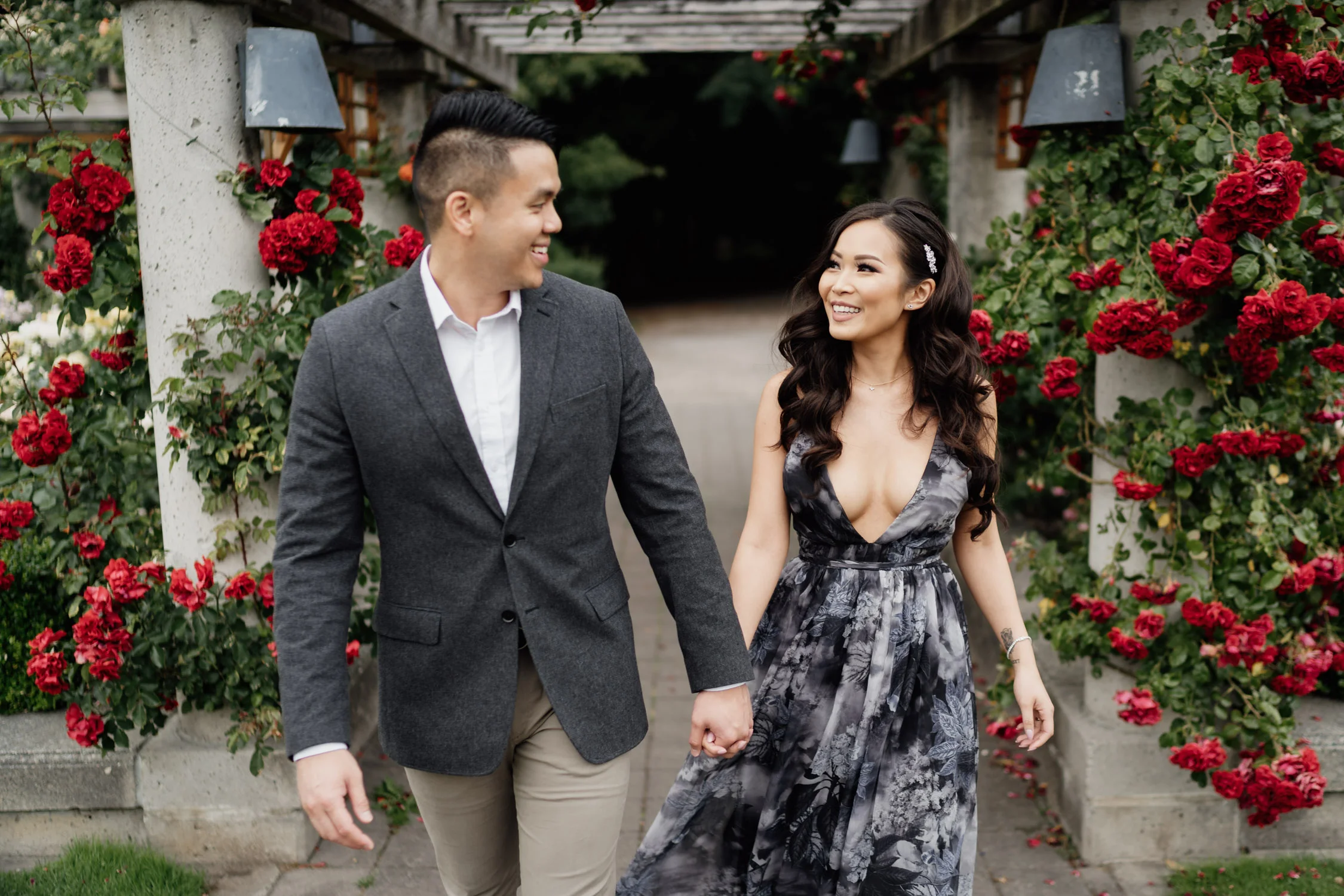 rose garden engagement photography at ubc vancouver bc