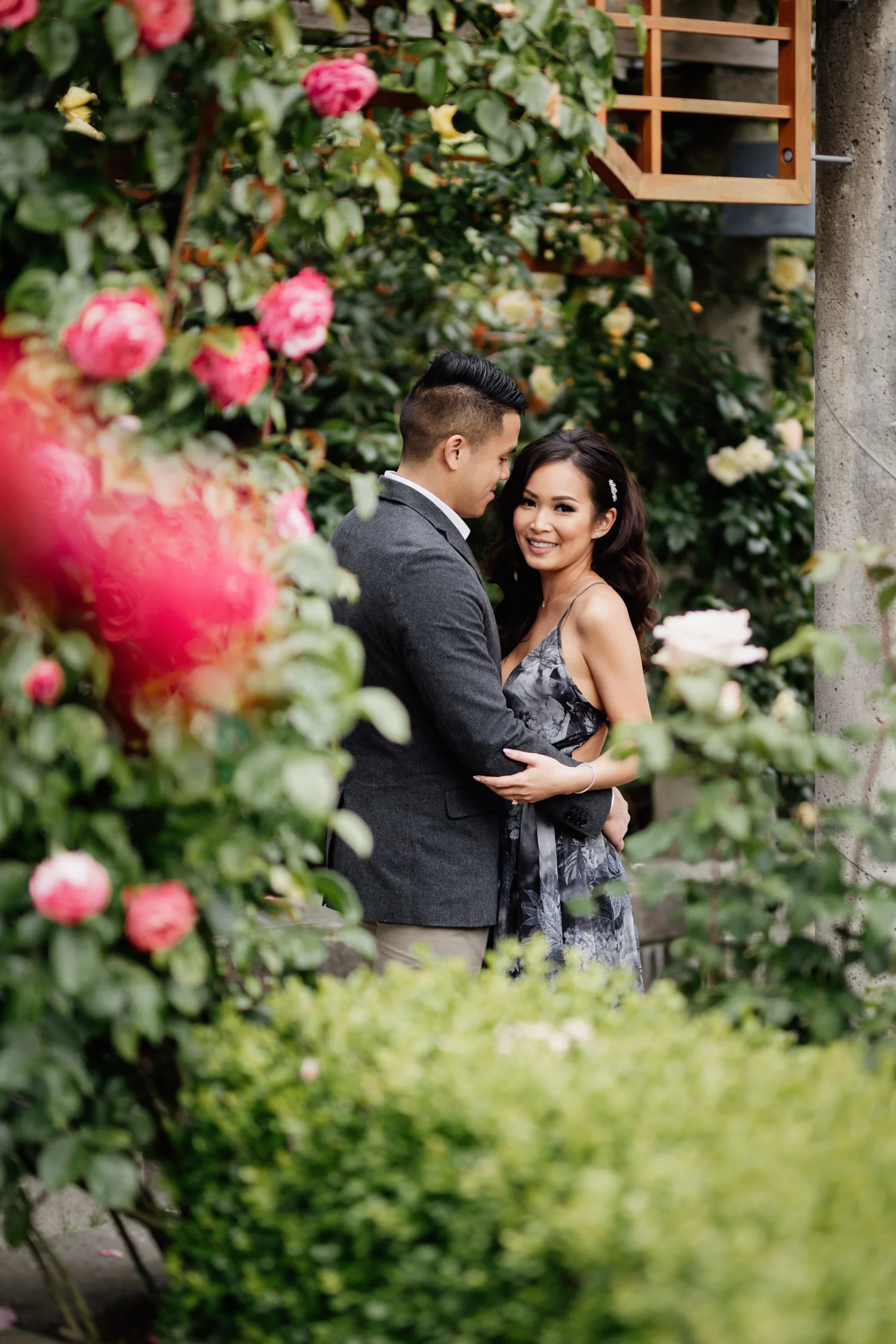 rose garden engagement photography at ubc vancouver bc