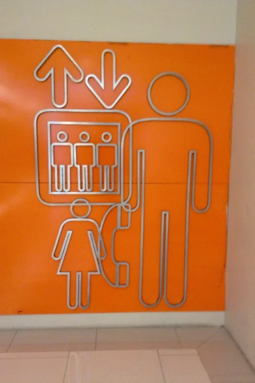 Since this is sort of a random items post, I thought I'd include this photo. I took this in a Bangkok mall. Is this not the worst design of a bathroom sign that you have ever seen? Why is the woman so small? Why is she being crushed by the elevator? Why why why?