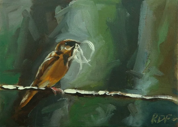 The smallest bird- 5" x 7" oil on canvas - click to see it on etsy