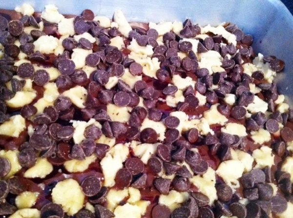 prior to baking, loaded with chocolate! 