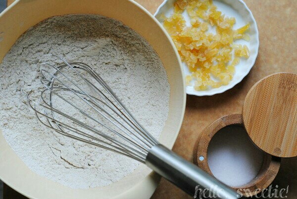 whisking dry ingredients together incorporates them and eliminates the need to sift.