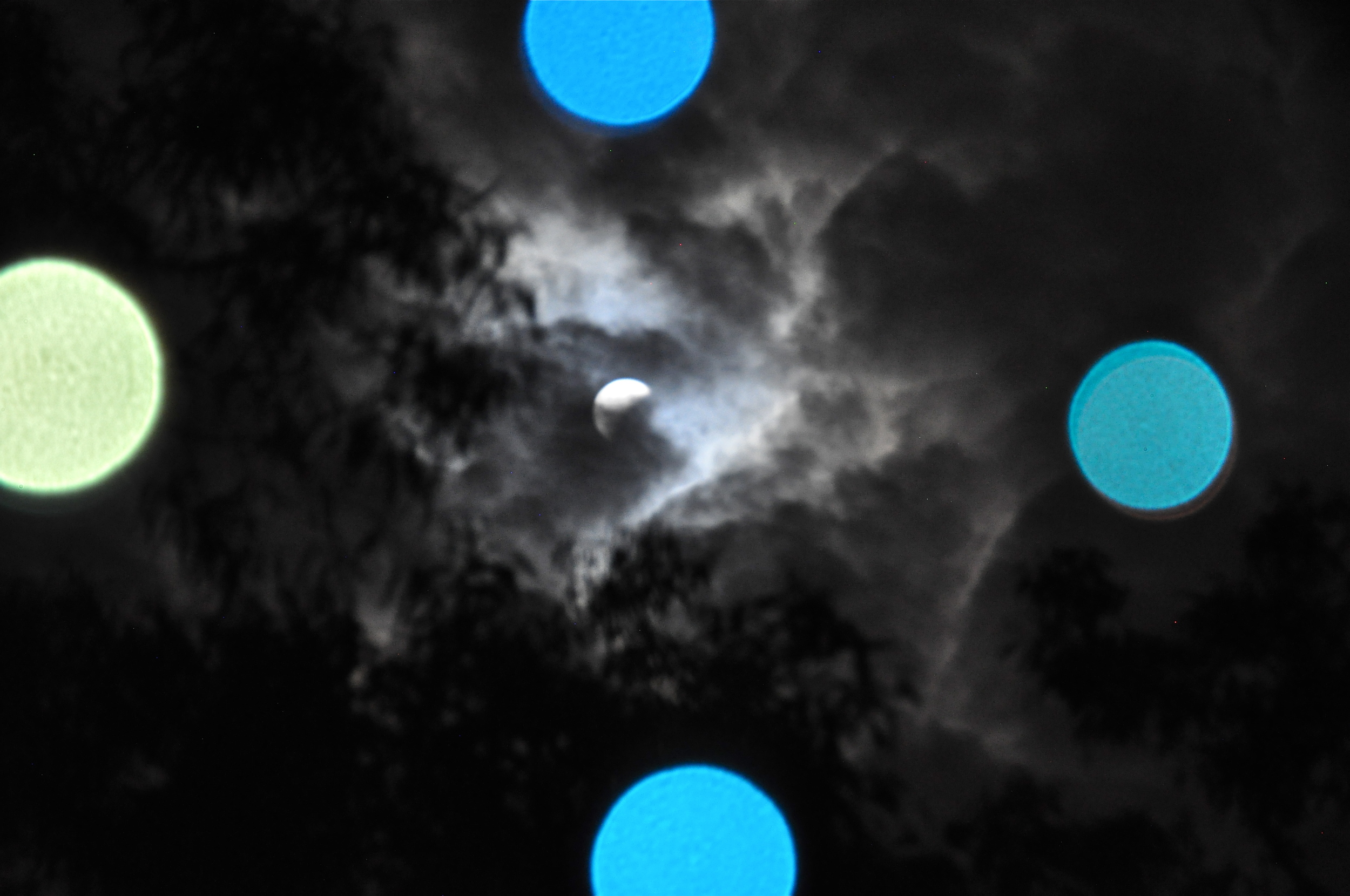Lunar eclipse meets Christmas lights...