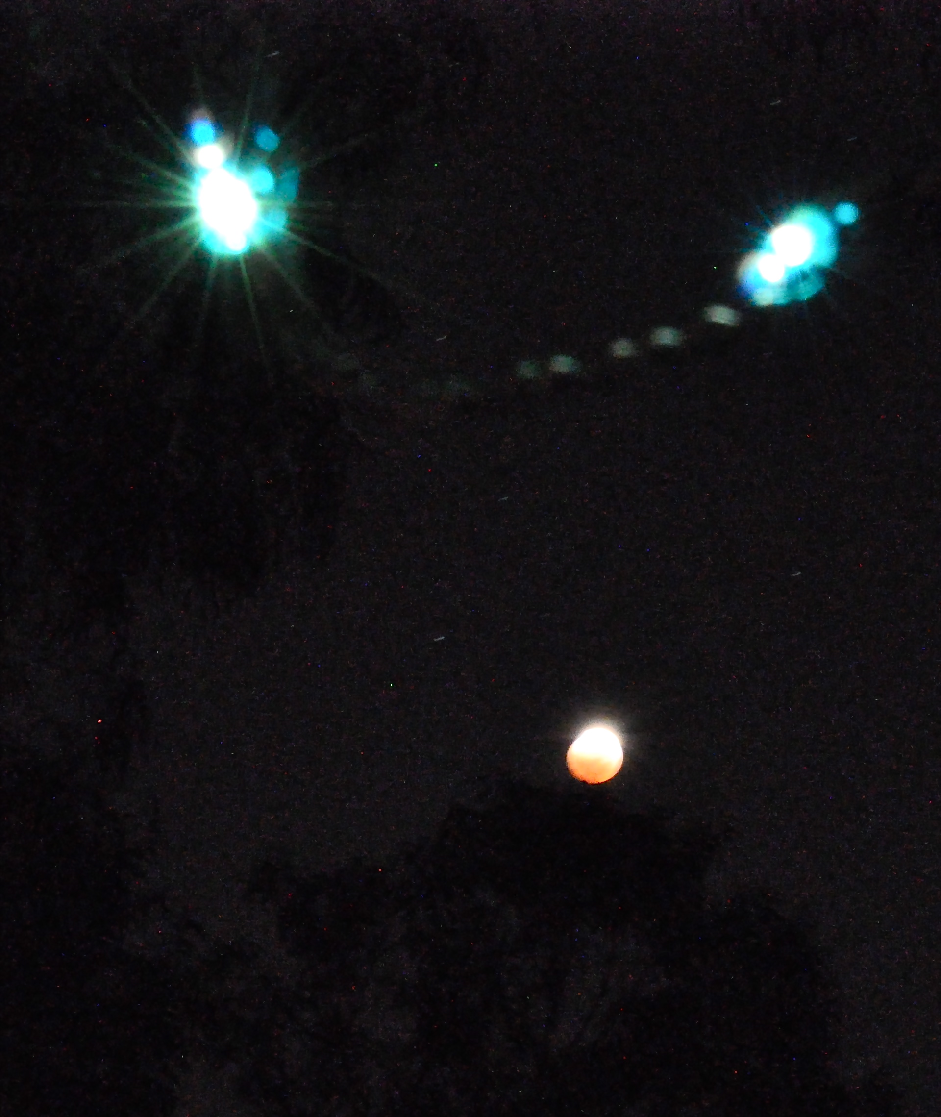 Lunar eclipse meets Christmas lights...