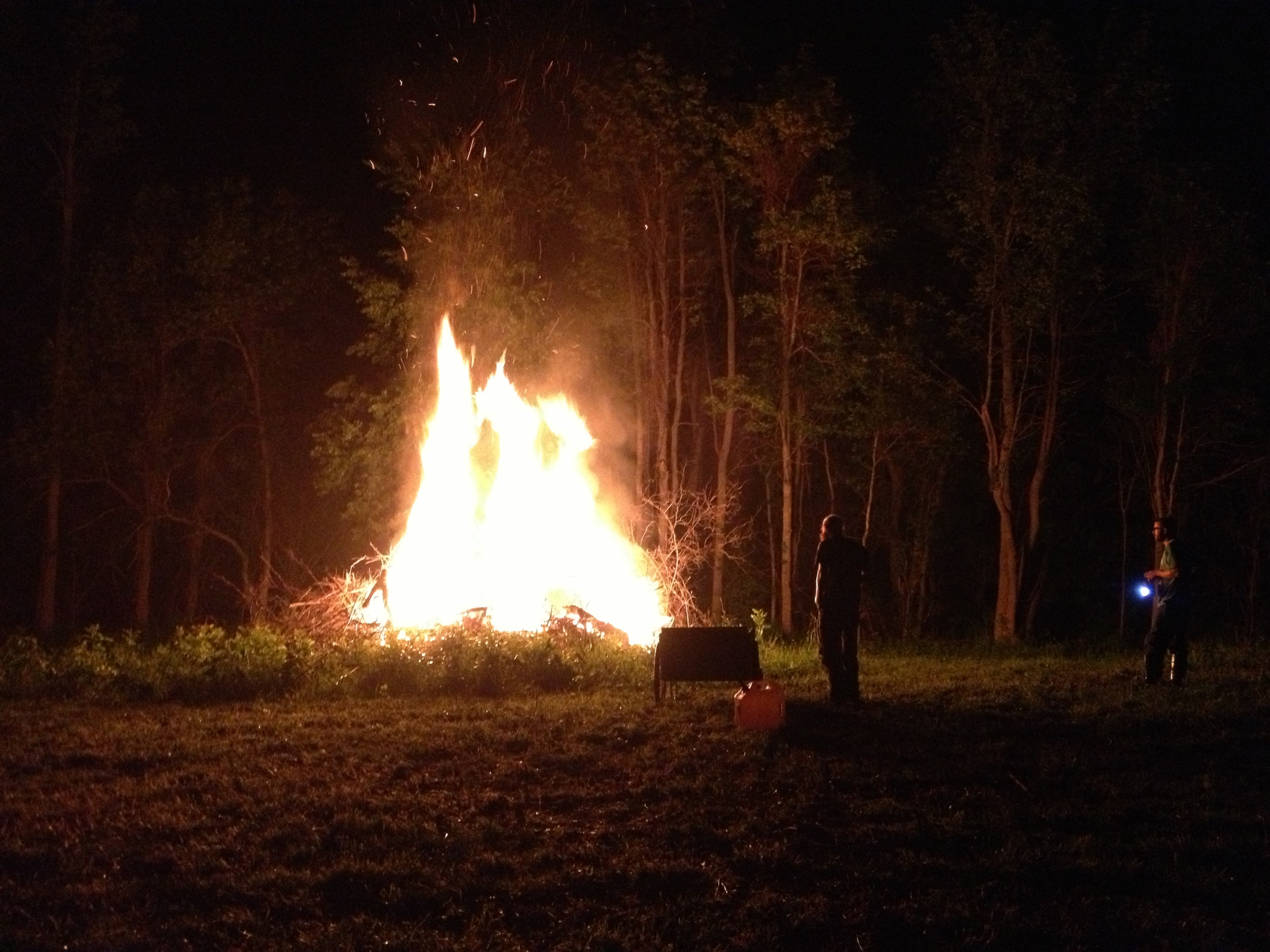  Back up in the field, Asa started a bonfire in an old brush pile while a dance party was still raging back down in the barn. 