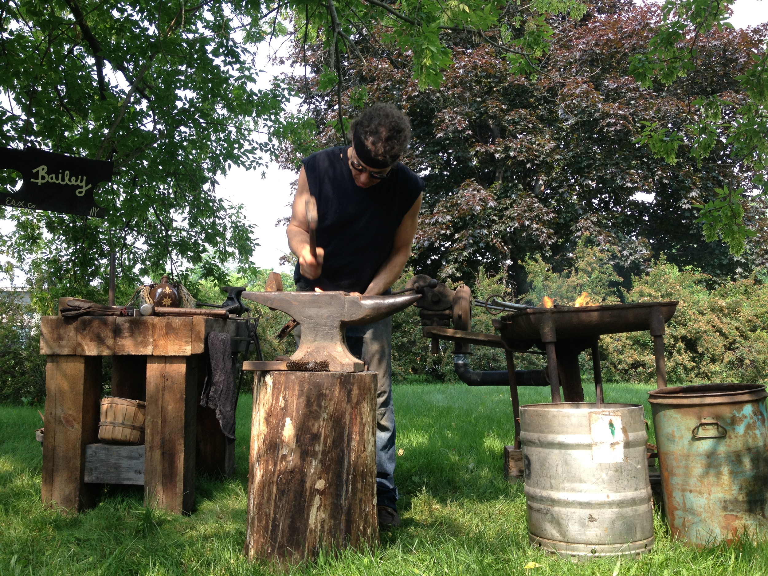  While making a knife blade from an old file, Russ enlightened us on the relative merits of different kinds of steel and iron, the ease of setting up your own small forge on a farm, and the vast superiority of old tools. A fascinating way to end a fa
