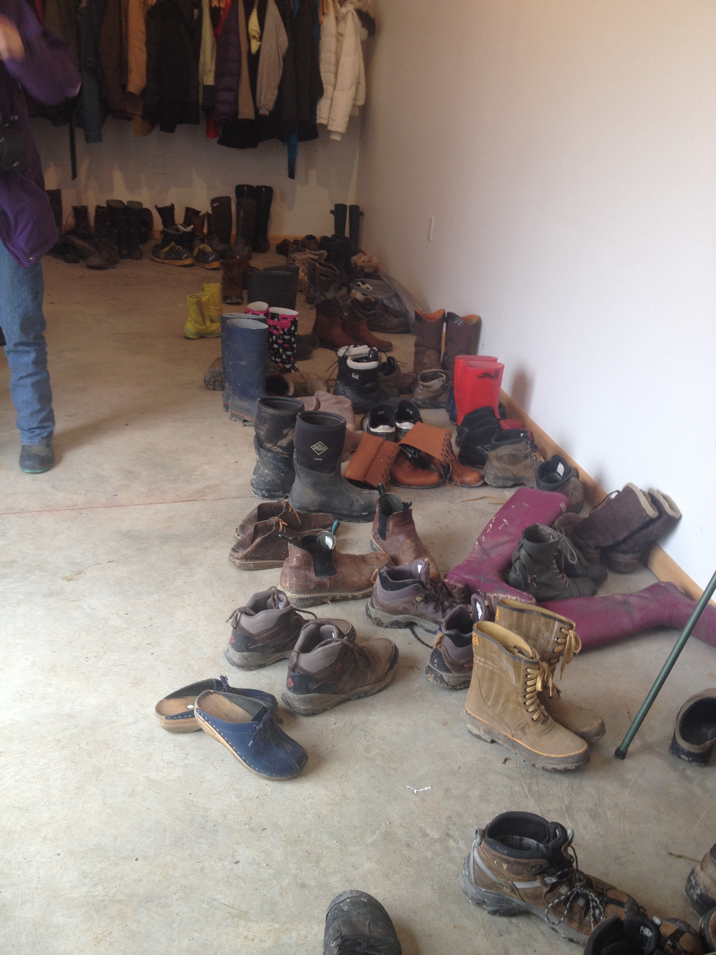  When farmers gather, boots abound. 