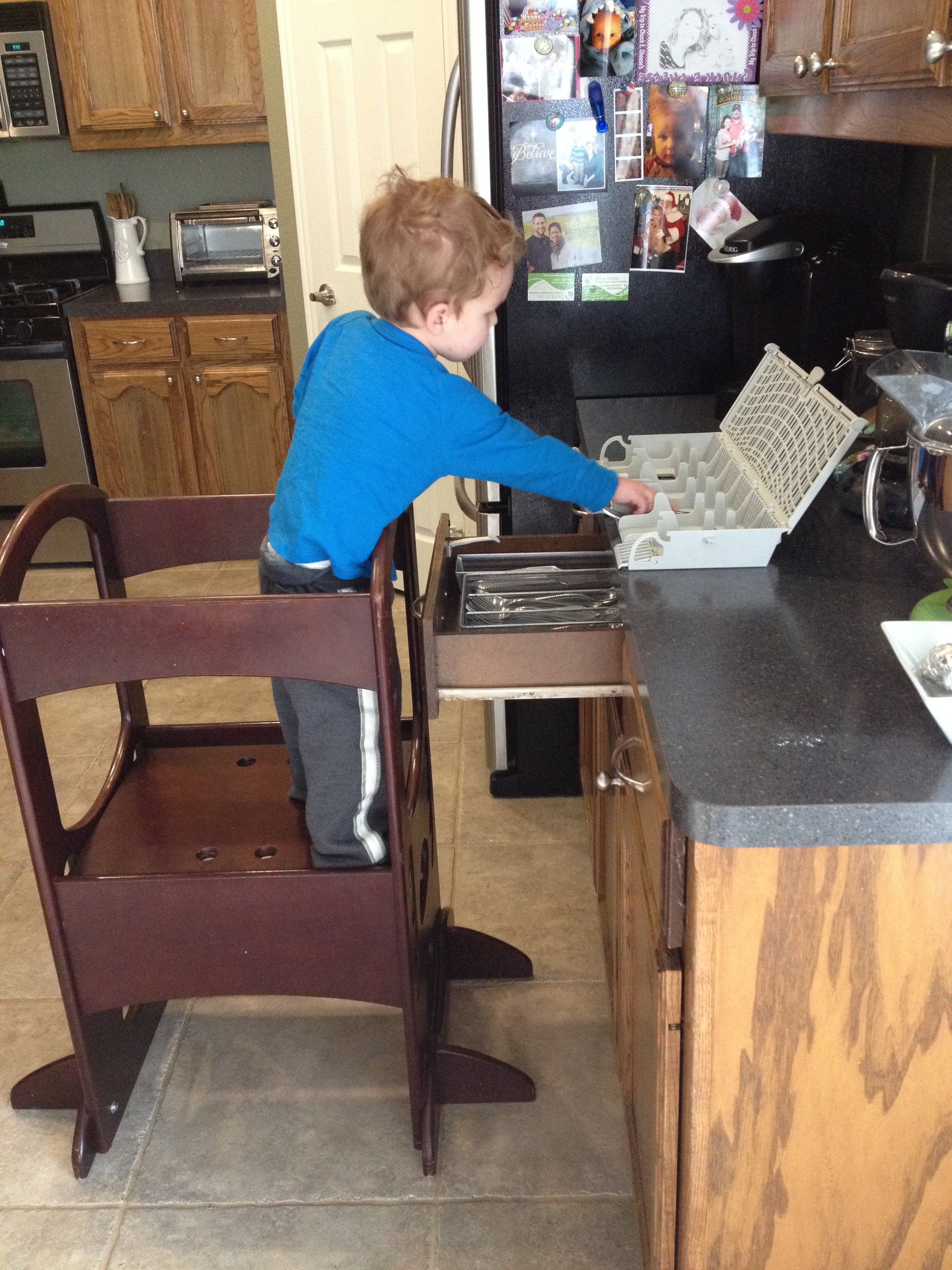 Helping with the silverware