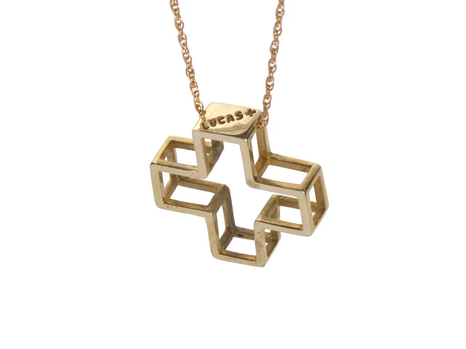 3D Plus Pendant Silver Necklace lucasplus 3dprinted new york positive psychology positivity the secret law of attraction mens jewelry unisex accessory brass gold