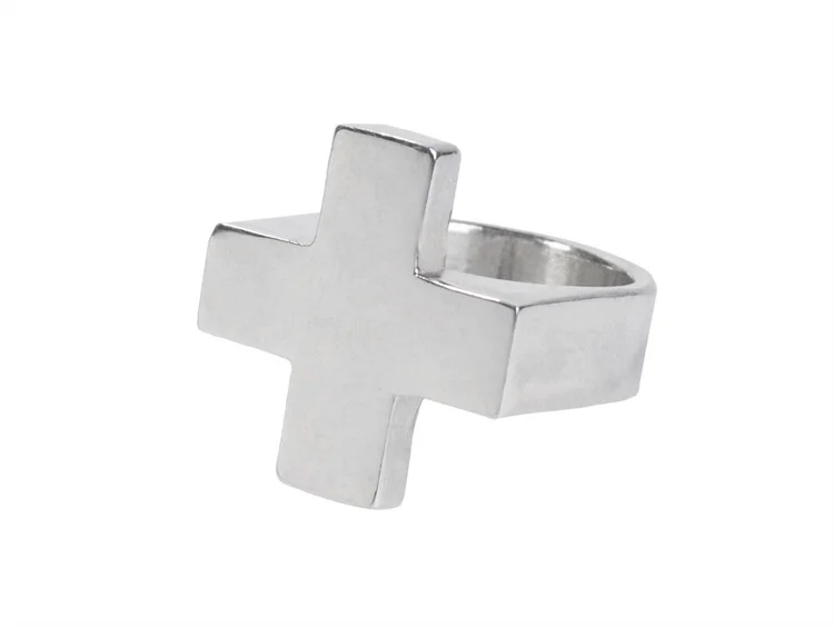 Sterling silver Plus Ring, three-quarter view