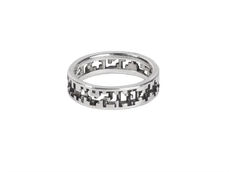 Oxidized sterling silver Pixel Band