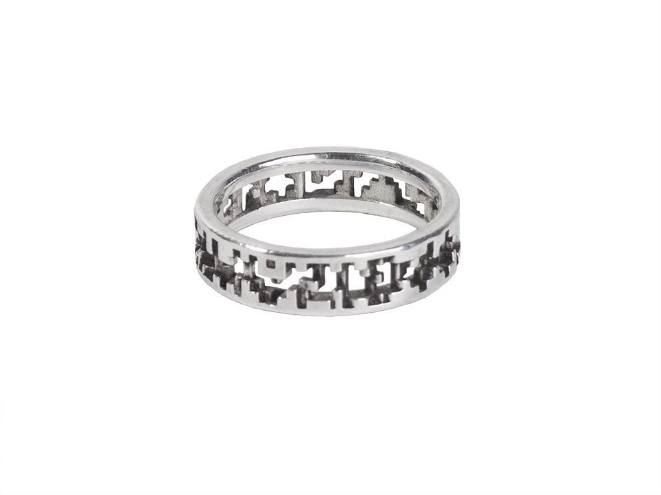 pixel band lucasplus ring pixelated minecraft 3dprinted jewelry oxidized silver new york tetris mens accessories unisex futuristic new mexico pixelation