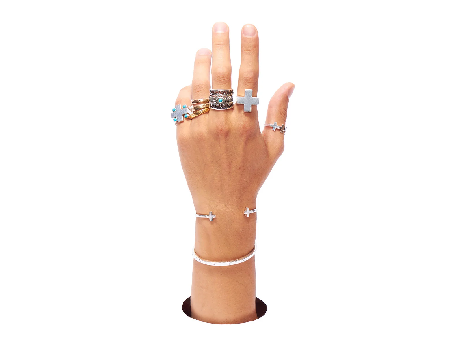 triple plus ring lucasplus jewelry unisex mens accessories positive psychology law of attraction the secret sterling silver brass new york hand style bracelets rings stacking fashion