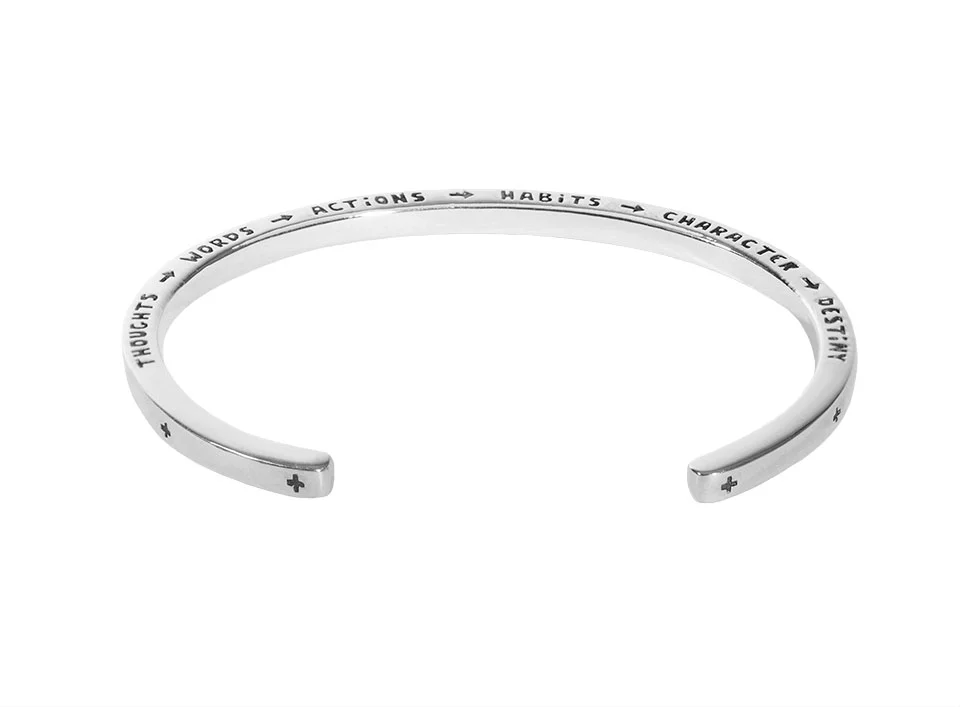 ghandi quote cuff lucasplus positive psychology law of attraction the secret mantra positivity bracelet silver oxidized new york
