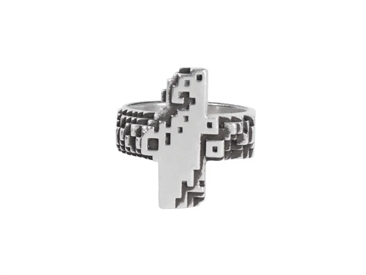 Sterling silver Pixel Plus Ring Version 2