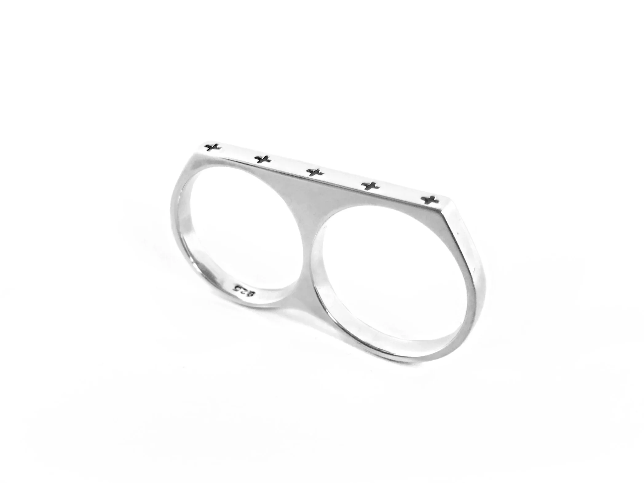 two finger plus ring double positive energy law of attraction lucasplus sterling silver jewelry mens unisex design