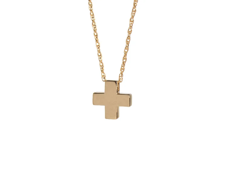14K yellow gold Plus Pendant on gold chain