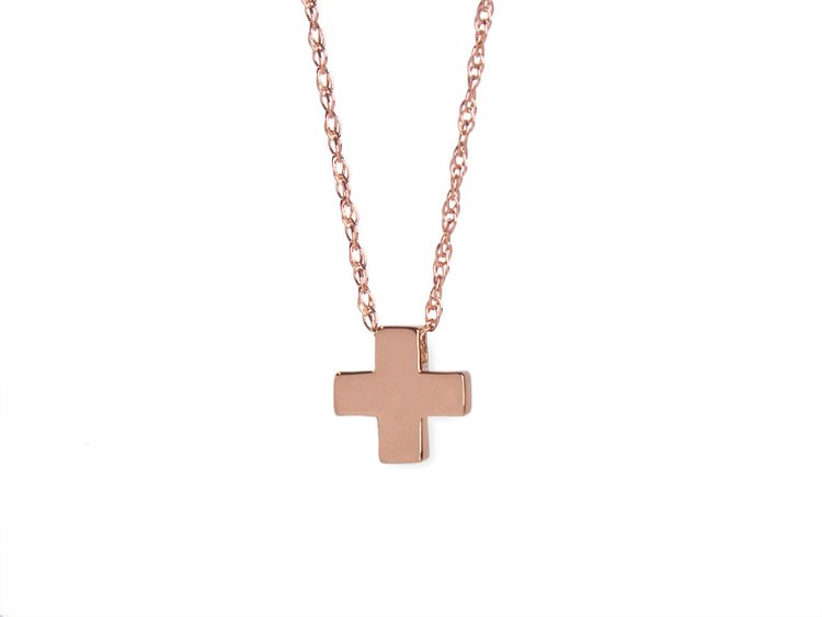 14K rose gold Plus Pendant on rose gold chain