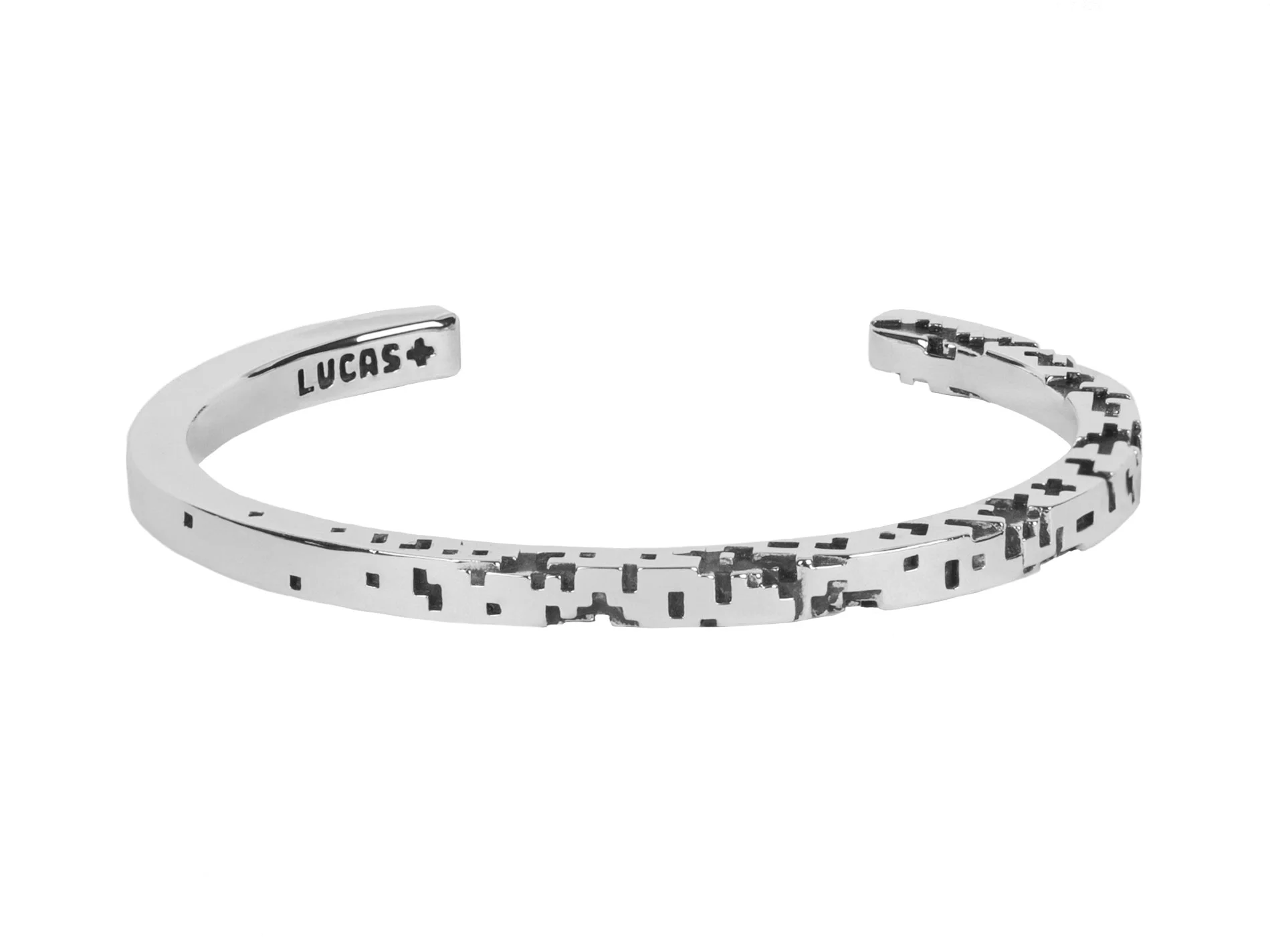 pixel cuff sterling silver oxidized duality materialization manifestation pixelation minecraft tetris pixels matter accessory bracelet mens unisex 3dprinted 3dprint lucasplus new york