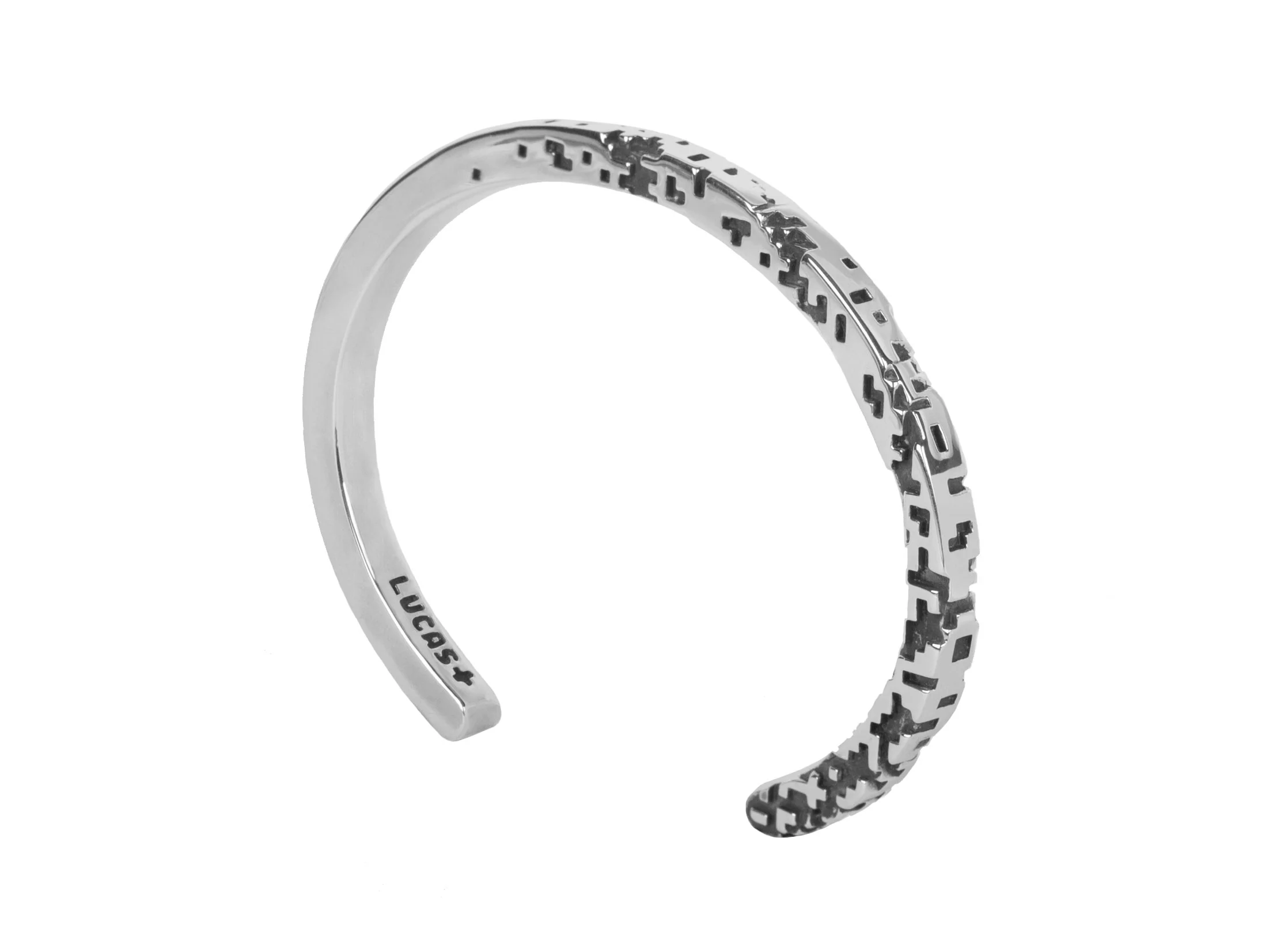 pixel cuff sterling silver oxidized duality materialization manifestation pixelation minecraft tetris pixels matter accessory bracelet mens unisex 3dprinted 3dprint lucasplus new york