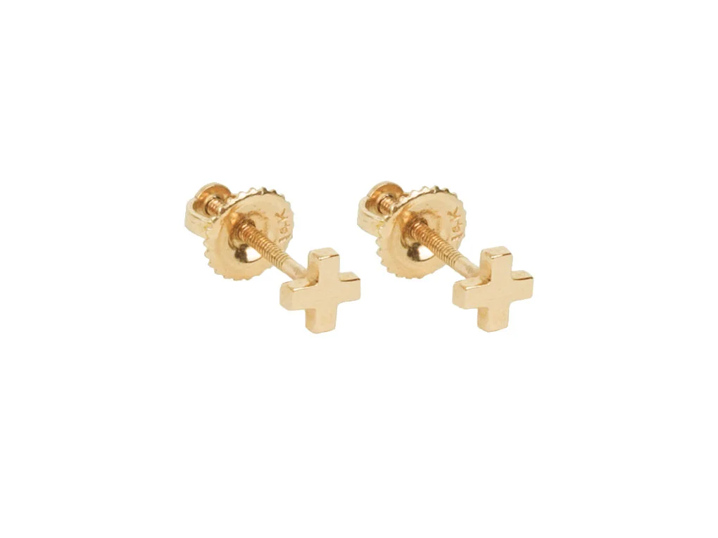 plus symbolism stud earring silver rose gold screw post lucasplus jewelry unisex dainty cross studs positive energy positivity law of attraction the secret